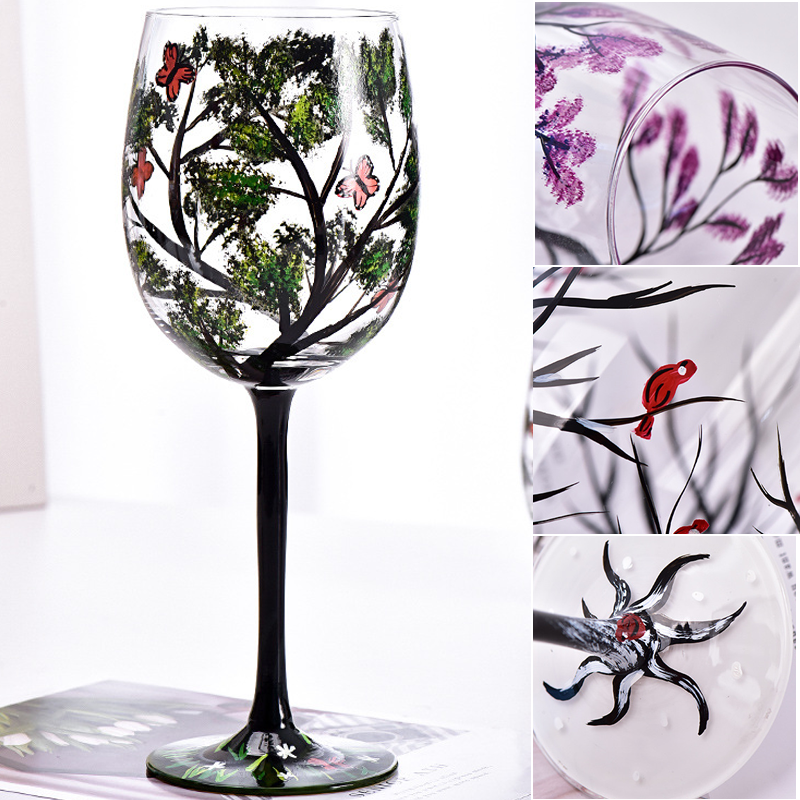 Stornfield | Four Seasons Tree Wine Glasses - Hand-painted