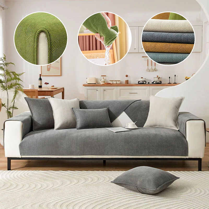 Herringbone Chenille Fabric Furniture Protector Sofa Cover | Stornfield