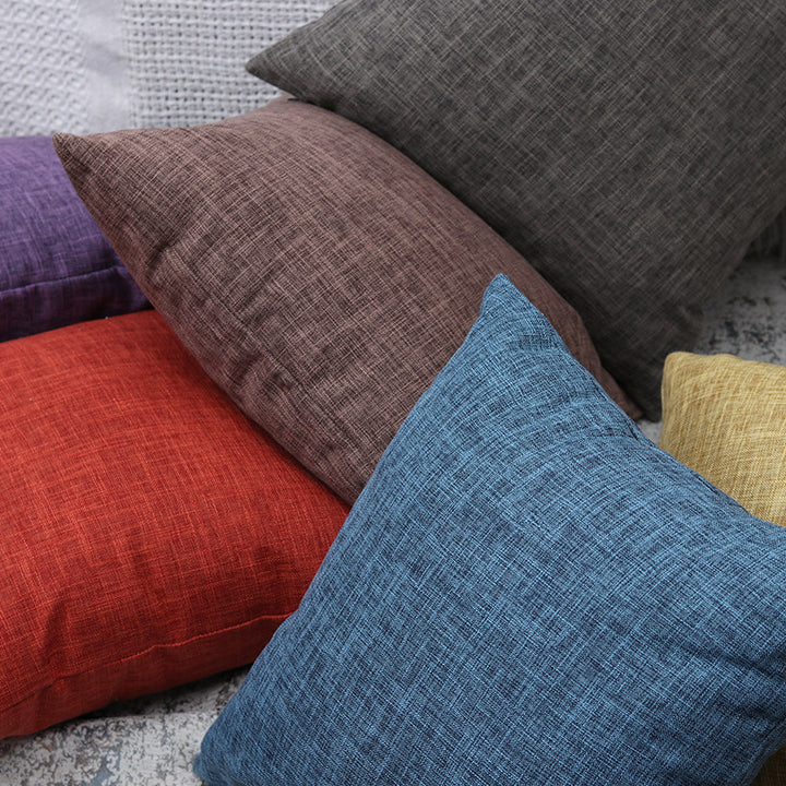 Square Textured Linen-Blend Accent Cushion Cover with Removable Insert Sleeve