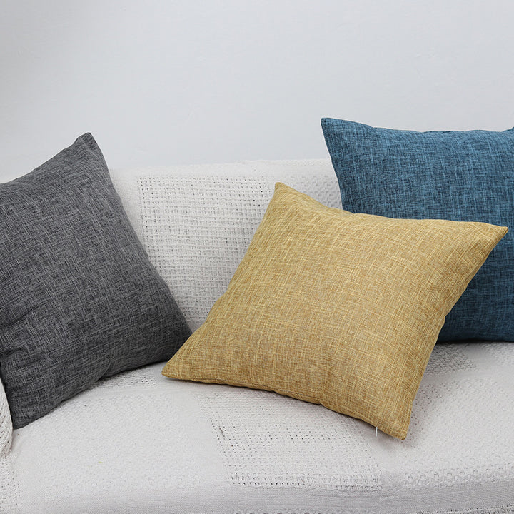 Square Textured Linen-Blend Accent Cushion Cover with Removable Insert Sleeve