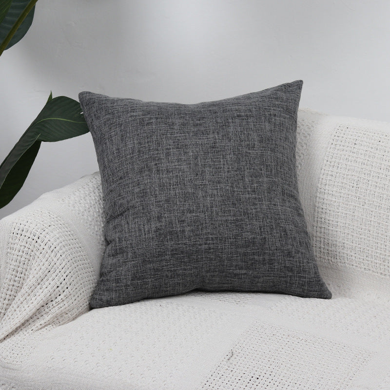 Square Textured Linen-Blend Accent Cushion Cover with Removable Insert Sleeve