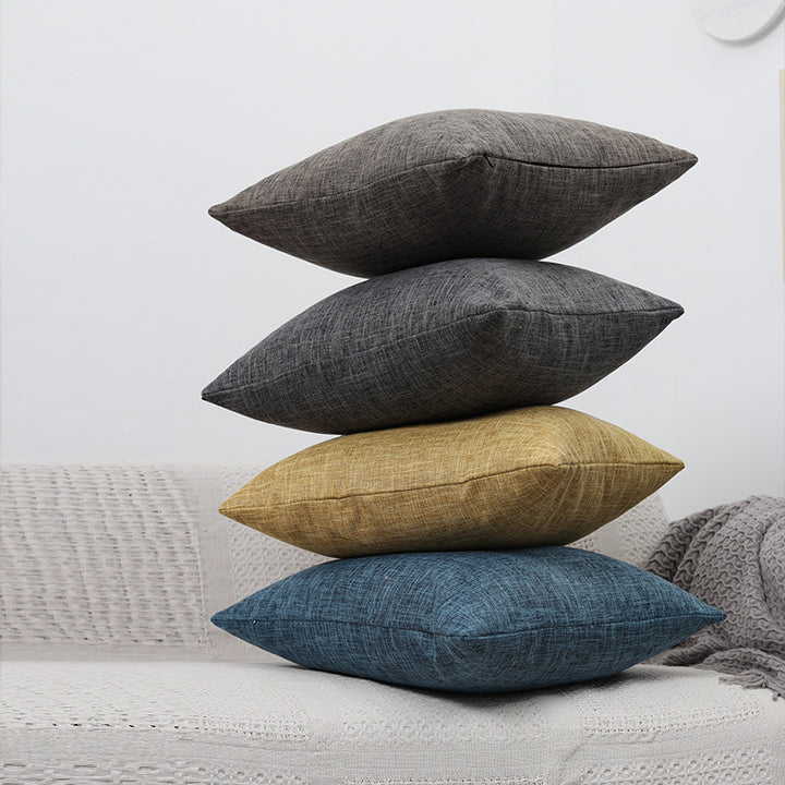Square Textured Linen-Blend Accent Cushion Cover with Removable Insert Sleeve