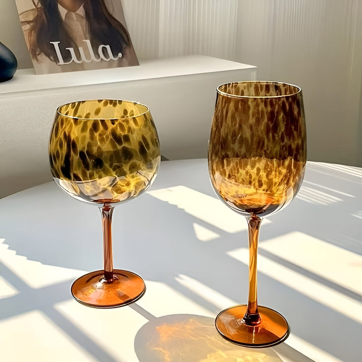 Leopard print wine glasses – Vintage design in set of 2 | Perfect for special occasions | Stornfield