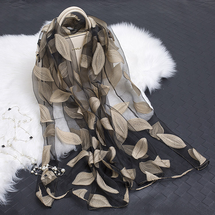 Stornfield | Silk scarf with cut flowers hollow motif