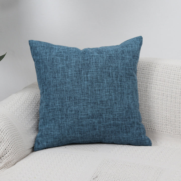 Square Textured Linen-Blend Accent Cushion Cover with Removable Insert Sleeve