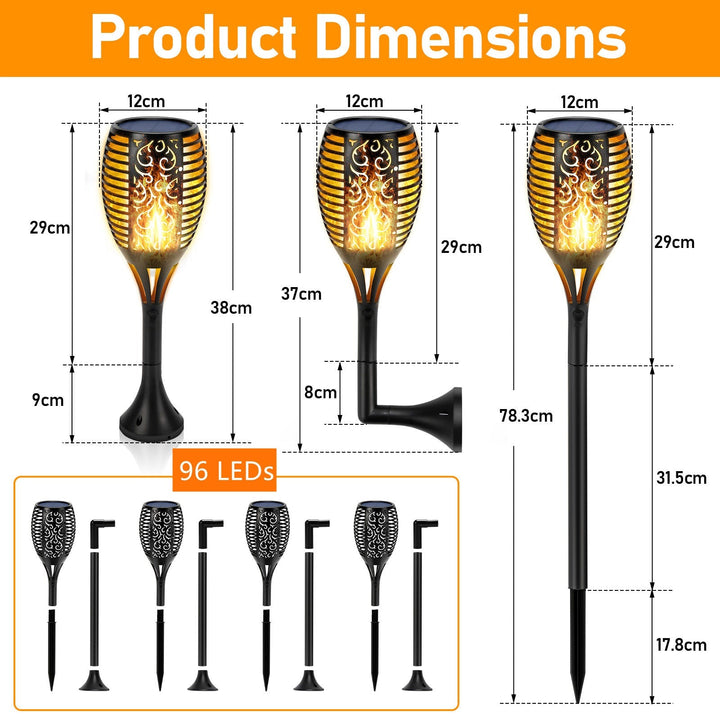 Solar lamps for outdoors 4 pieces 3 IN 1 solar torches | Stornfield