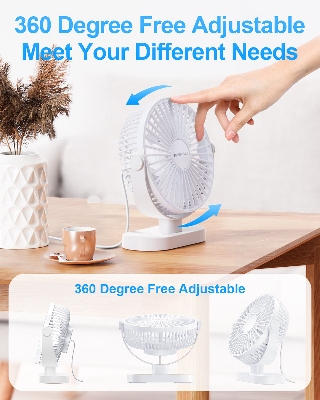 6.5 Inch USB Small Desk Fan for Home Office Car Outdoor Travel | Stornfield