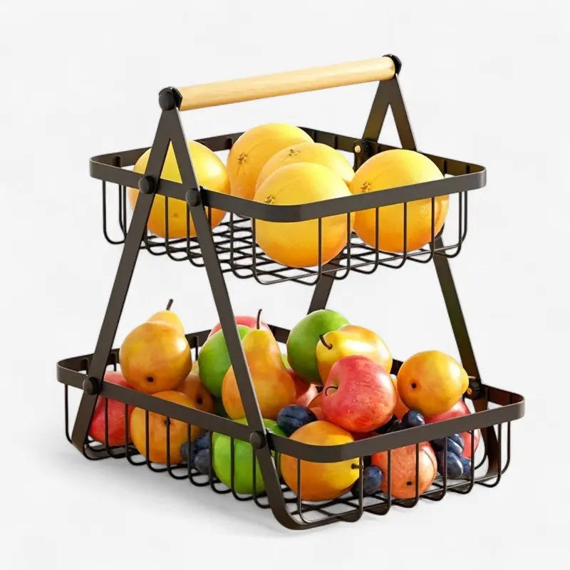 Storage basket with carrying handle & bead decoration | Stornfield
