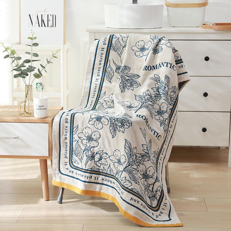 Flower Mixed Color Reversible Cotton Bath Towel | Stornfield