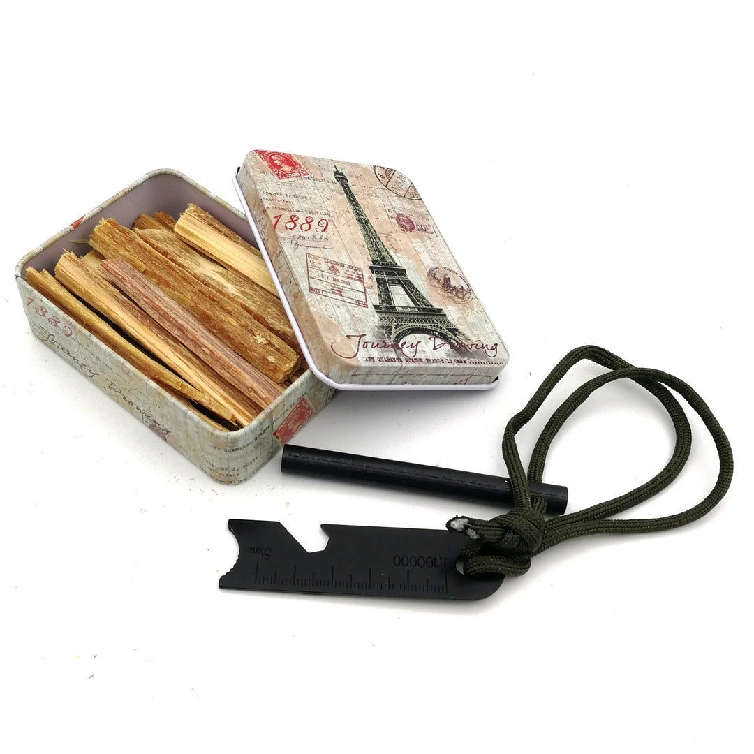 portable travel palo santo ritual kit with metal airmail tin and fire starter Stornfield