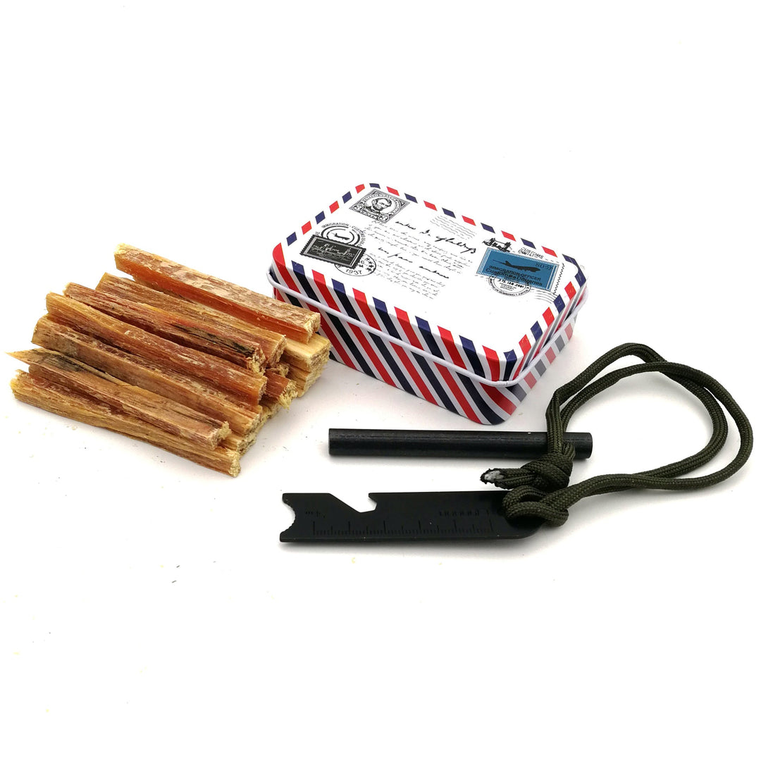 portable travel palo santo ritual kit with metal airmail tin and fire starter Stornfield