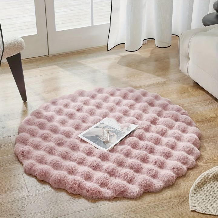 Round fluffy rug for stylish rooms – Soft rug for living room & bedroom | Stornfield