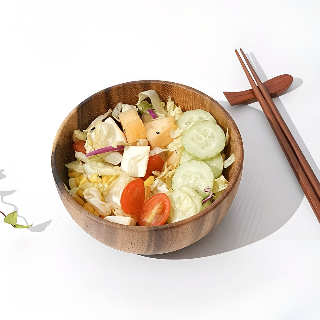 Wood Serving Bowls Set (4-piece) – ReusaStornfielde and Handcrafted | Perfect for Salad, Soup, Rice & Ramen | Stornfield