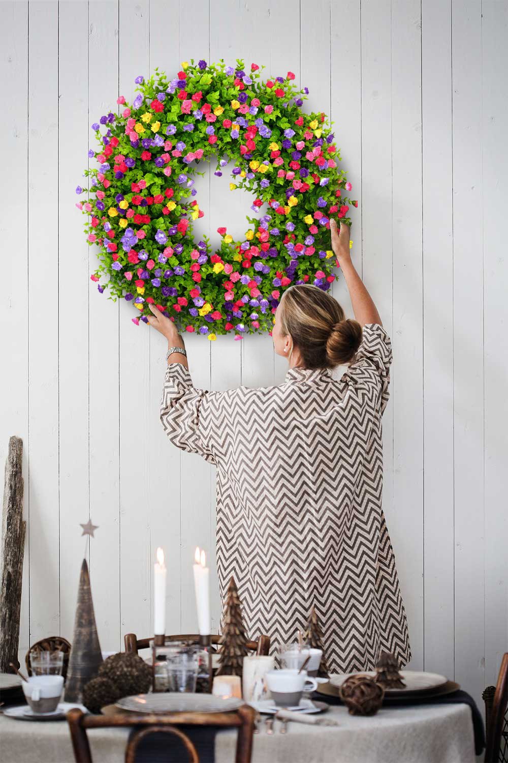 Stornfield | BloomWreath Spring & Summer Front Door Wreath | Handmade Floral Grapevine Accent