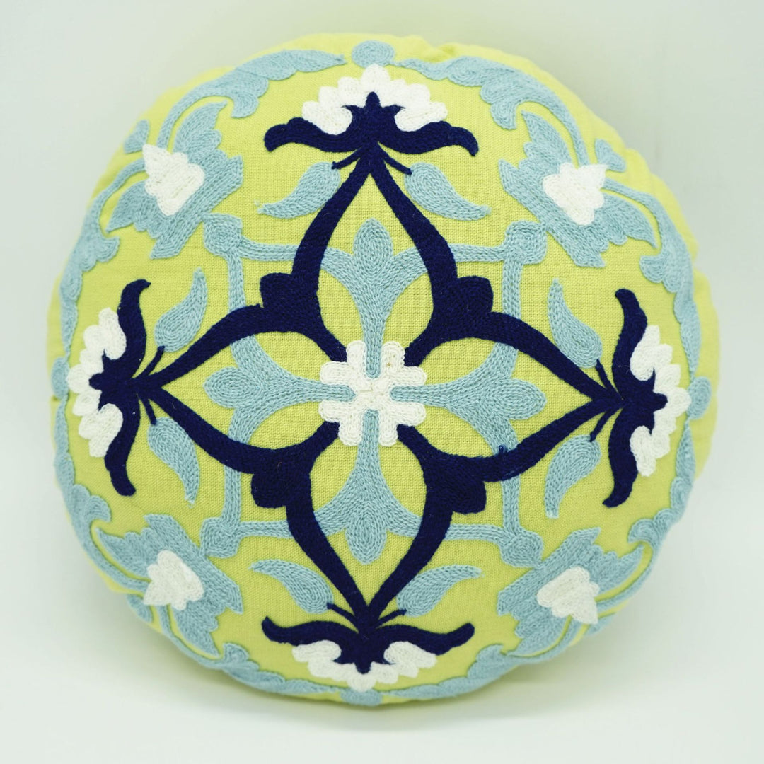 Embroidered Round Decorative Cushion