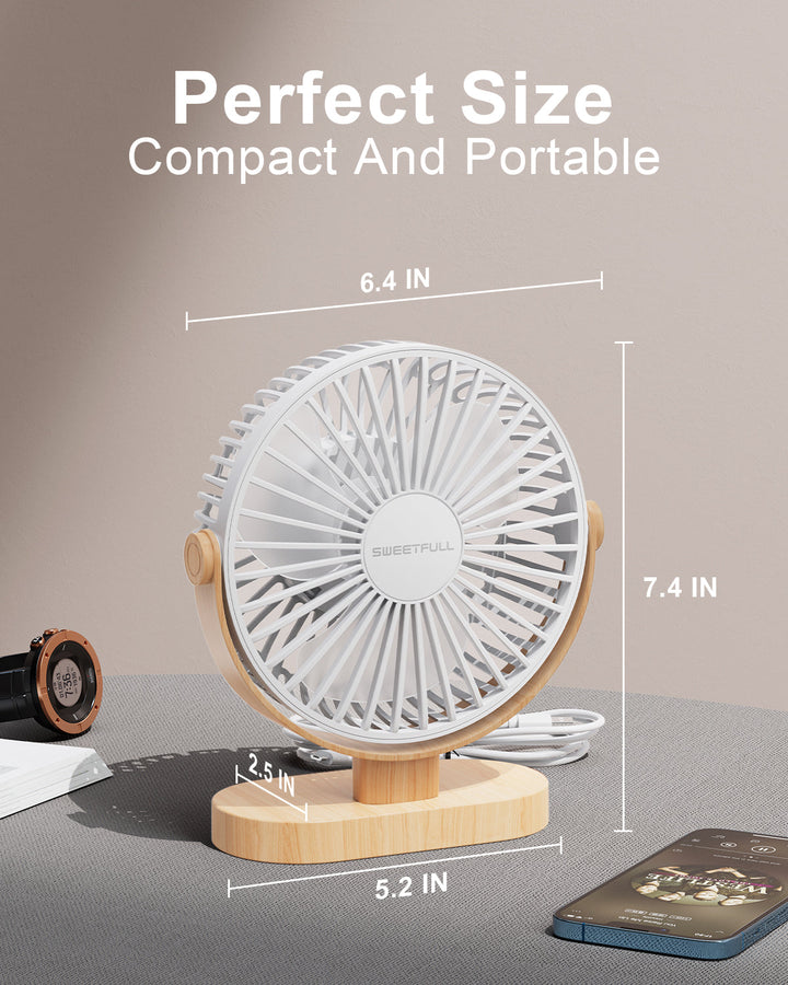 6.5 Inch USB Small Desk Fan for Home Office Car Outdoor Travel | Stornfield