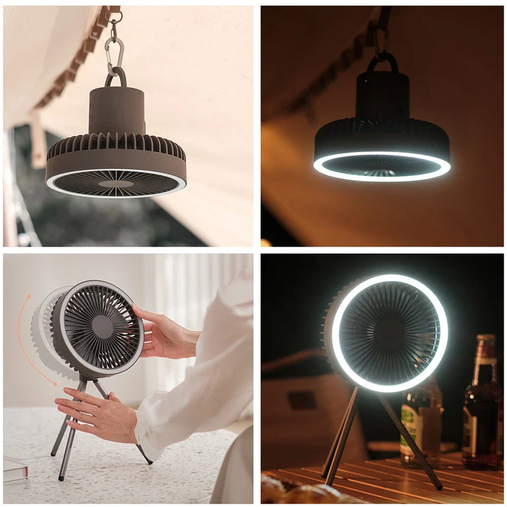 Portable Rechargeable Fan with LED and Built in Power Bank | Stornfield