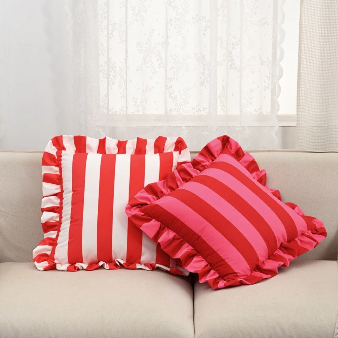 Stornfield | Retro Striped Ruffle Cushion Cover