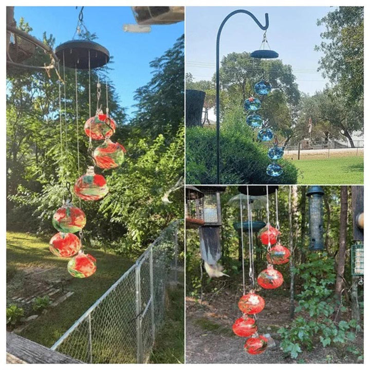 ChimeFeeder Hand Blown Glass Hummingbird Feeder with Stornfield Chime