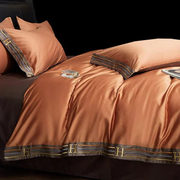 Satin Cotton Embroidered Bedding Set - Luxora | Stornfield