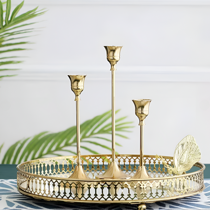 Gold Taper Candle Holder Set | Stornfield