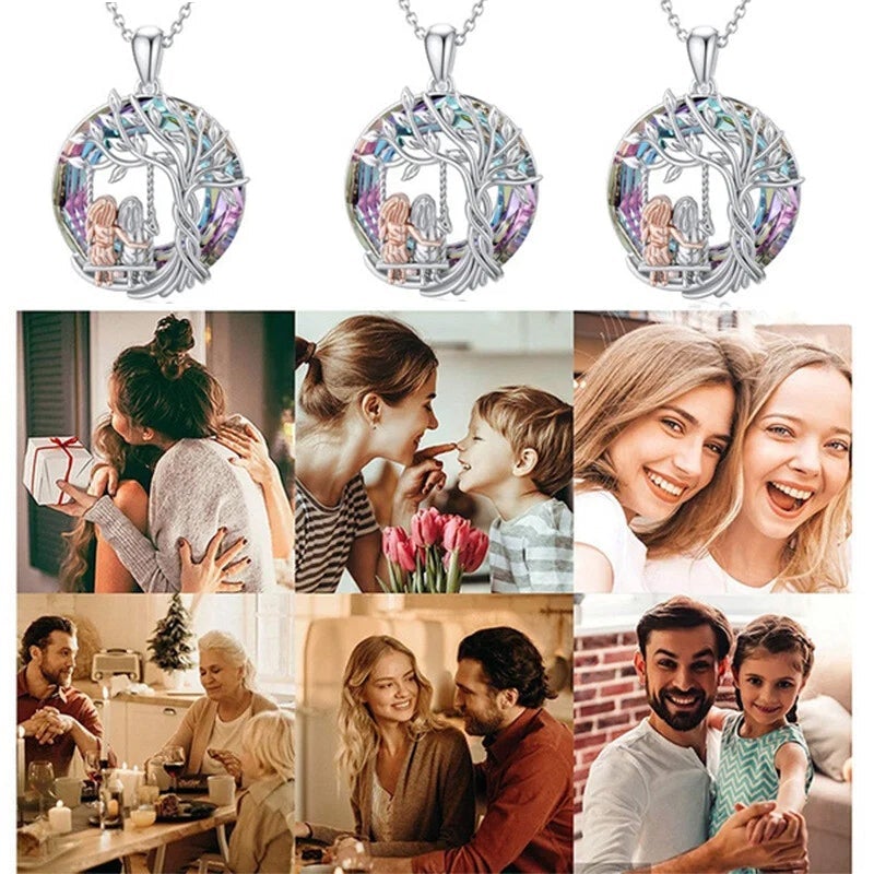 Stornfield | Tree of Life Sister on the Swing Cry-stal Pendant Necklace