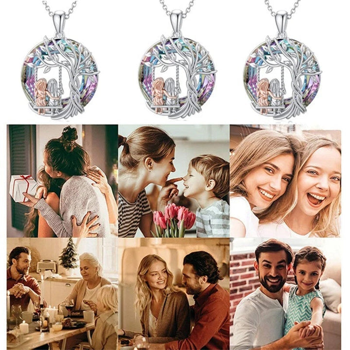 Stornfield | Tree of Life Sister on the Swing Cry-stal Pendant Necklace