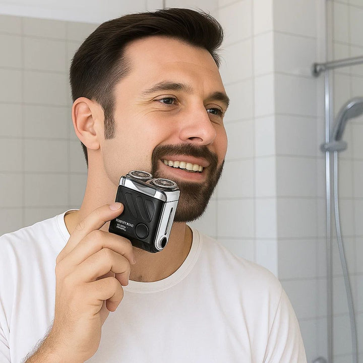 SmoothEdge | Rotary Electric Shaver – Dual Ring Blades – Water Resistant – Men's Grooming Bowl
