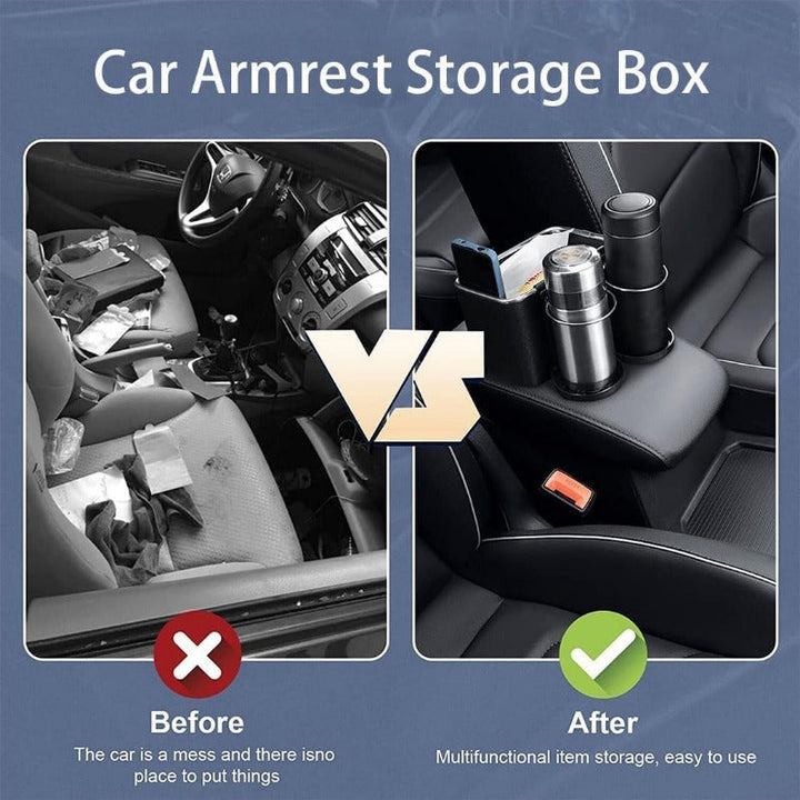 Armrest Organizer with Twin Fold-Flat Cup Holders Stornfield
