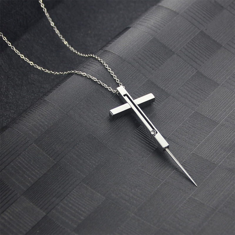Stornfield | Retractable Toothpick Necklace with Stainless Steel Cross Pendant
