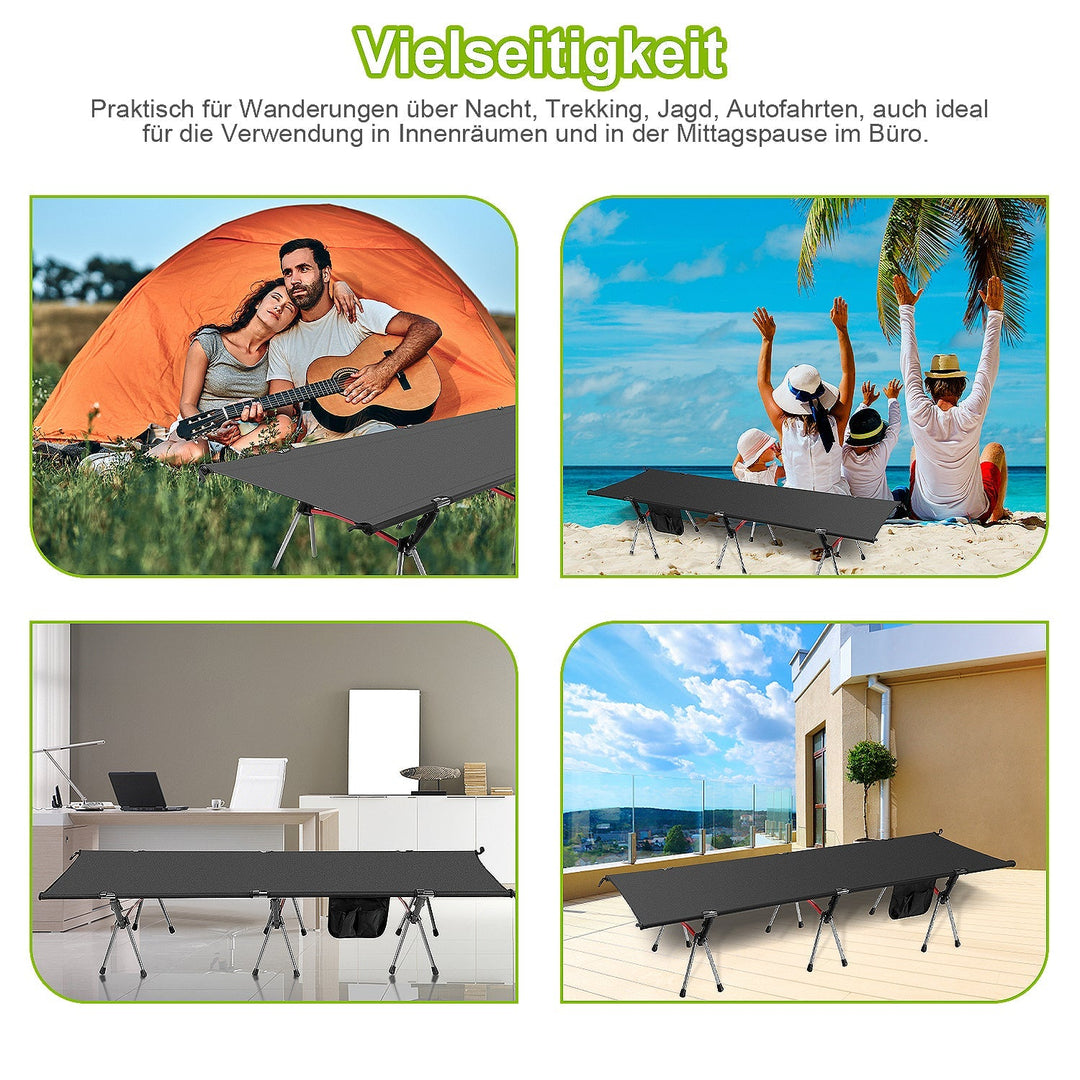 Folding Bed Black Camping Bed Height Adjustable | Stornfield