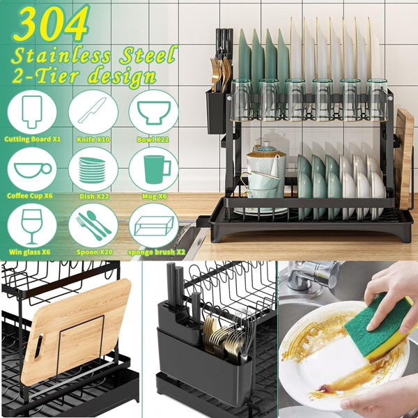 2-tier drying rack with draining board. | Stornfield
