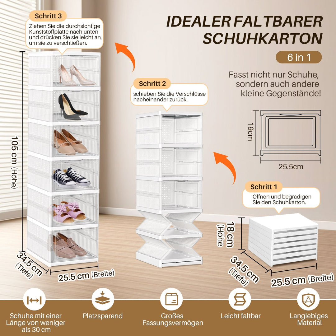 6 Layers Shoe Boxes Storage Box Stackable | Stornfield