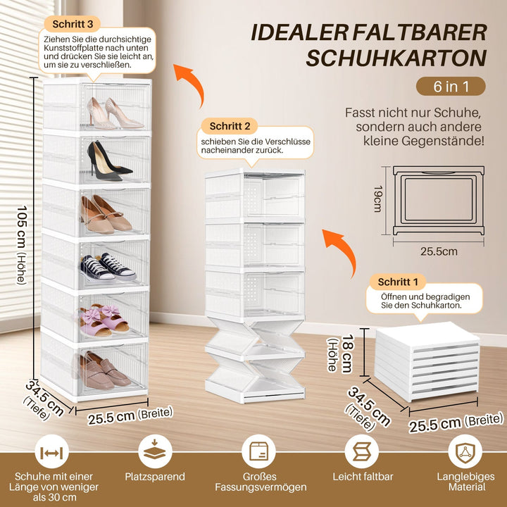 6 Layers Shoe Boxes Storage Box Stackable | Stornfield