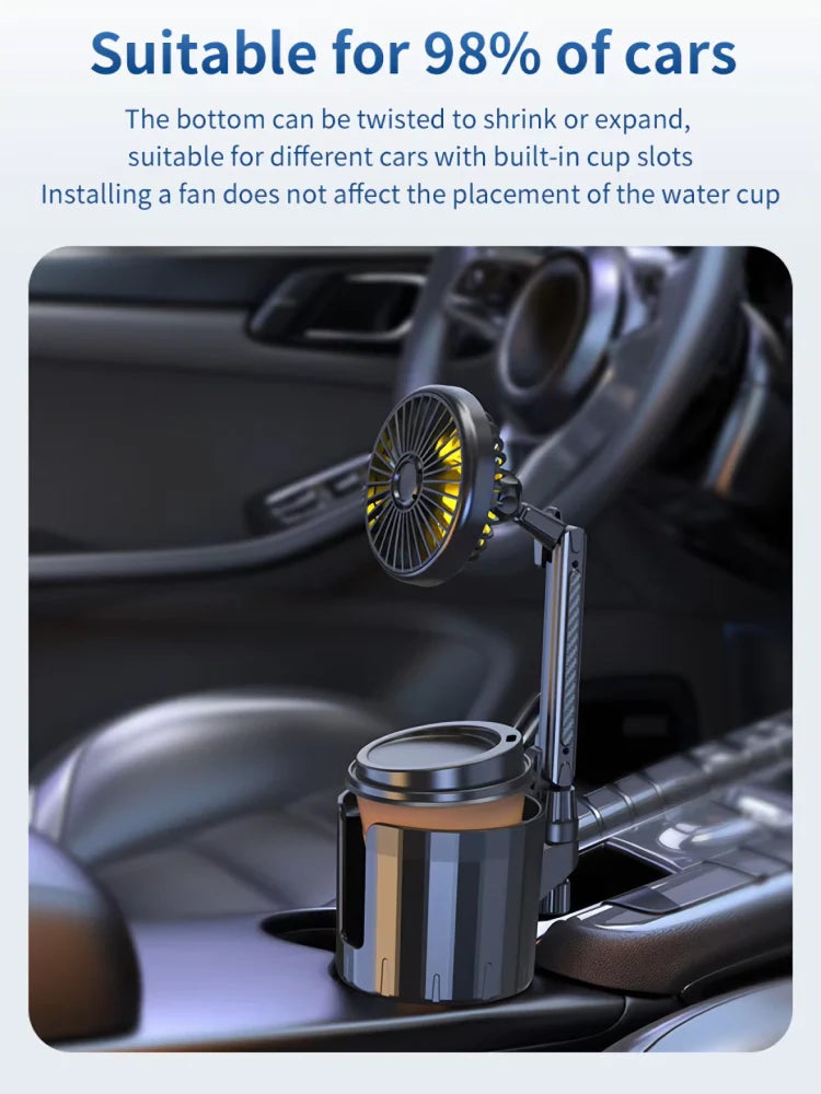 2-in-1 Car Cup Holder Fan with Adjustable Cooling and USB Charging | Stornfield