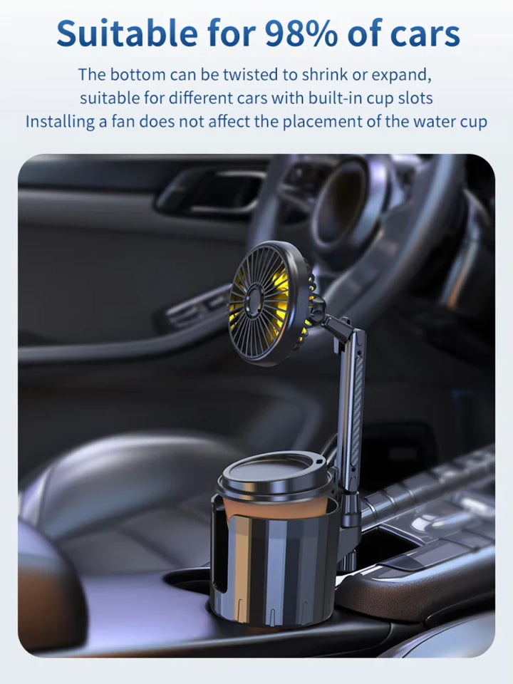 2-in-1 Car Cup Holder Fan with Adjustable Cooling and USB Charging | Stornfield