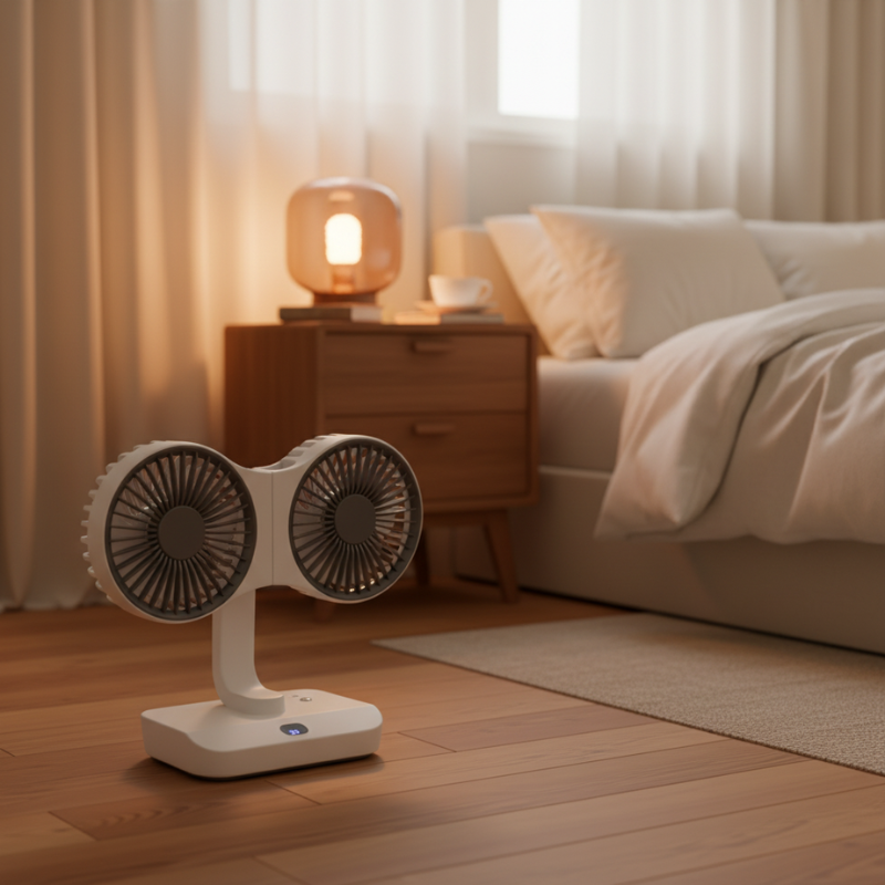 Rechargeable fan with double head | Stornfield