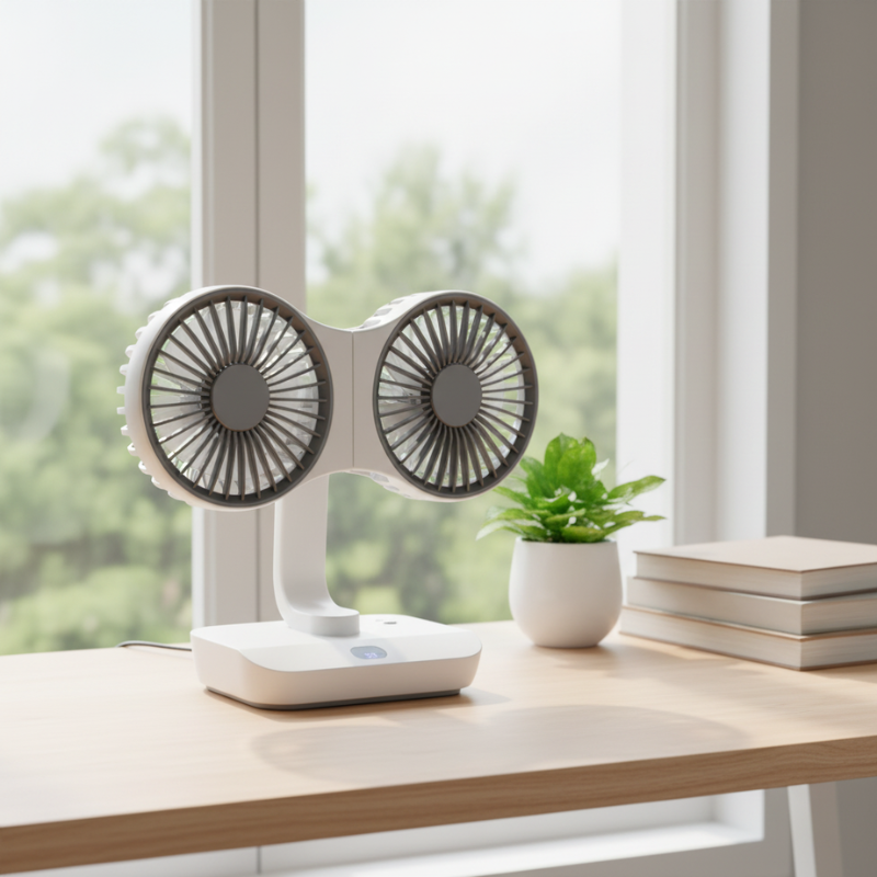 Rechargeable fan with double head | Stornfield