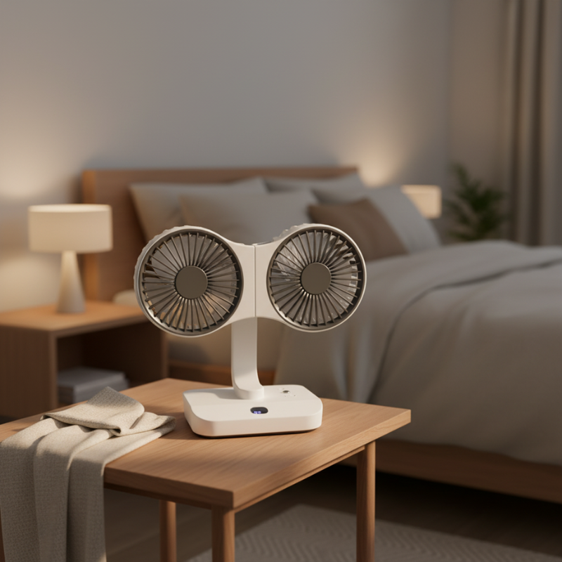 Rechargeable fan with double head | Stornfield