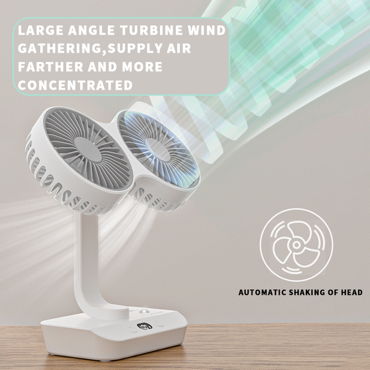 Rechargeable fan with double head | Stornfield