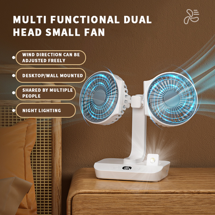 Rechargeable fan with double head | Stornfield