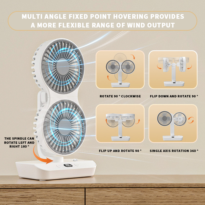 Rechargeable fan with double head | Stornfield