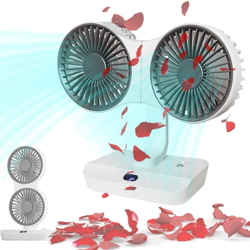 Rechargeable fan with double head | Stornfield