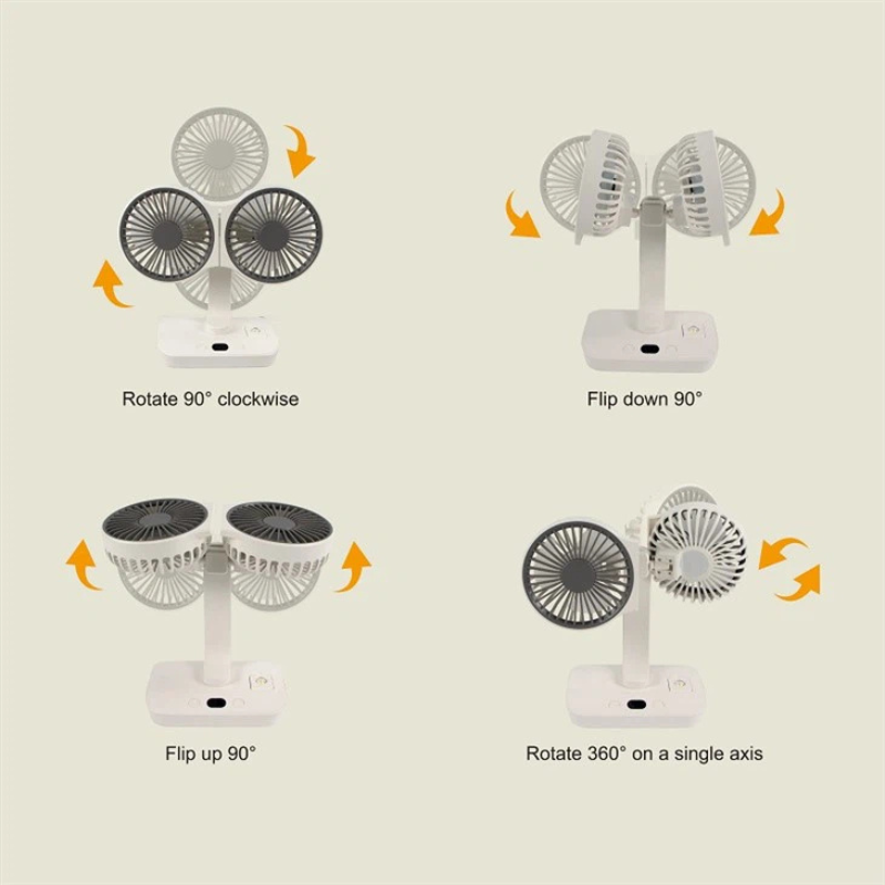 Rechargeable fan with double head | Stornfield