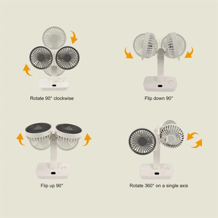 Rechargeable fan with double head | Stornfield