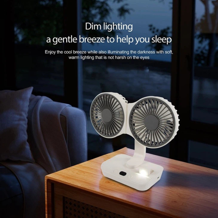 Rechargeable fan with double head | Stornfield