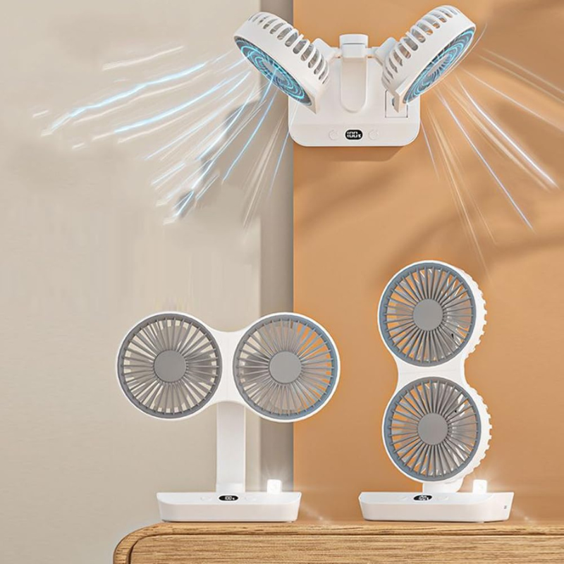 Rechargeable fan with double head | Stornfield