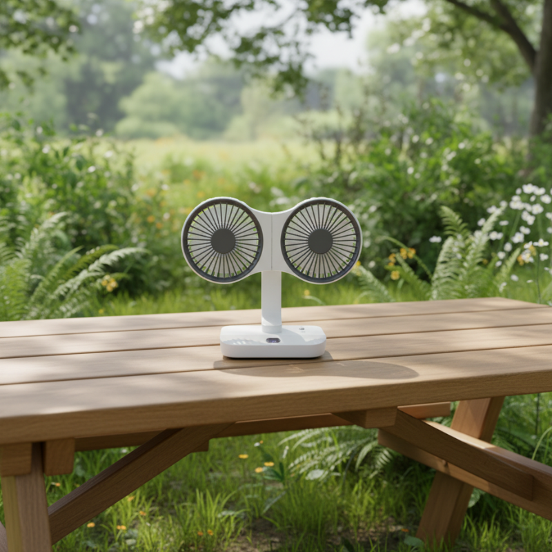 Rechargeable fan with double head | Stornfield
