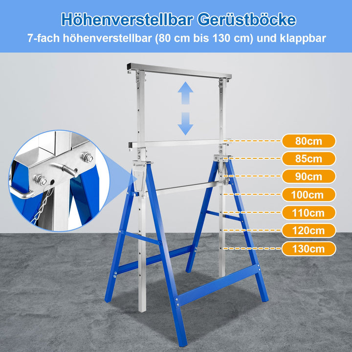 2x Scaffold Stands Folding Stands 7-fold height adjustable | Stornfield