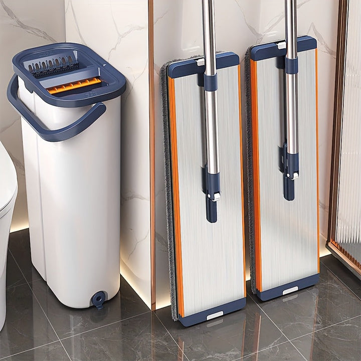 Flat mop set with bucket & wringing function | Stornfield